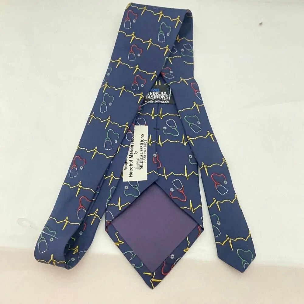 #5654 Medical Fashions Heart Rythm Doctor Nurse Mens Novelty Necktie, Tie 55X3.7